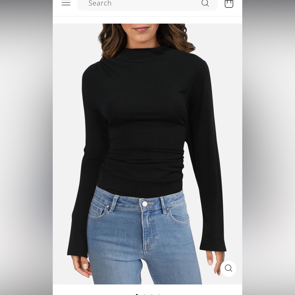 Good American Turtleneck Rouched Bodysuit
